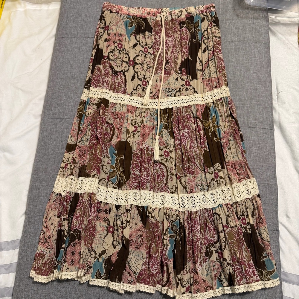 Apt. 9 Floral Patchwork Maxi Skirt - Pink, Brown, and Blue